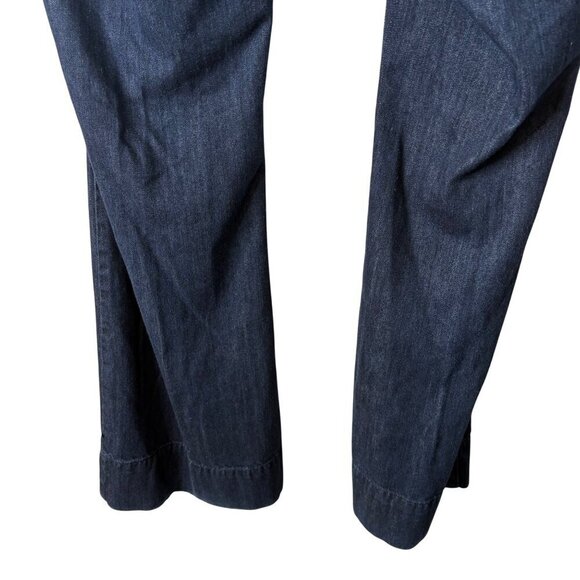 Loft Women's Modern Flare Dark Wash Envelope Pockets Cuffed Jeans Size 14 - Picture 13 of 14